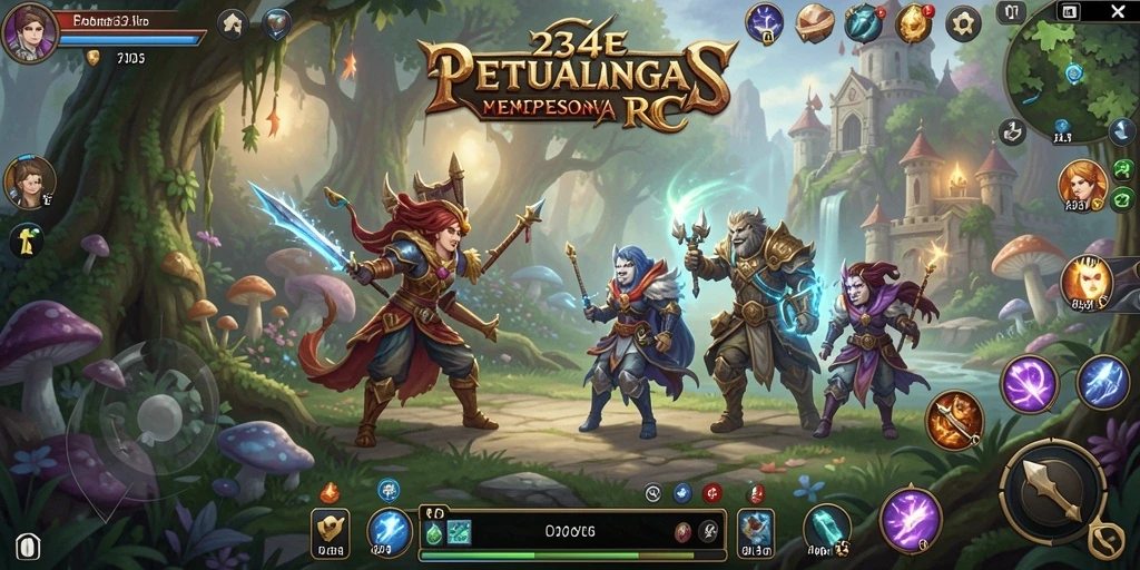 Screenshot gameplay RPG dari 234E yang menampilkan pertarungan epik.