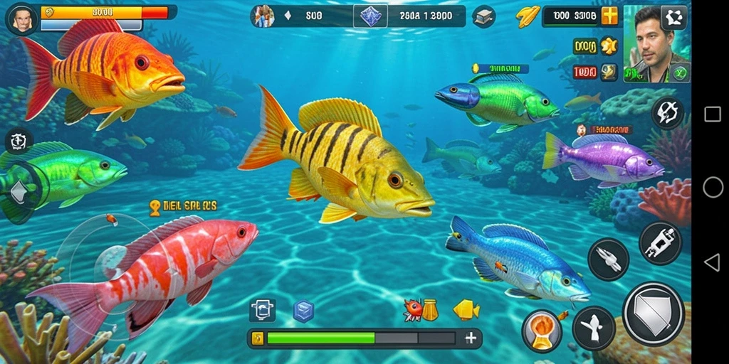 Gameplay seru dengan berbagai jenis ikan yang menantang.