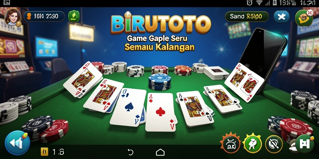 Tangkapan layar gameplay seru dari BIRUTOTO yang menunjukkan aksi Gaple.