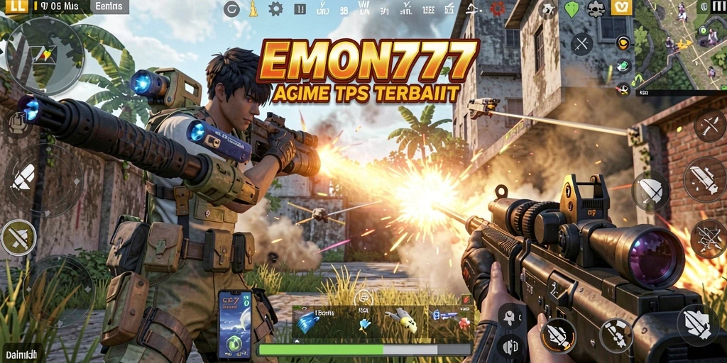 Screenshoot gameplay EMON777 menampilkan aksi tembak-menembak yang mendebarkan.