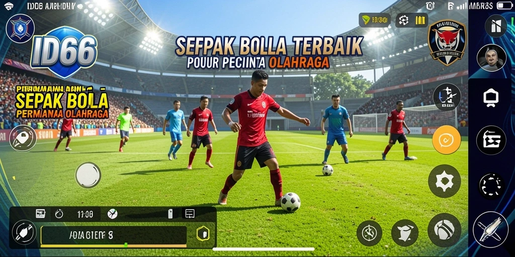 Screenshot ID66 menampilkan aksi pertandingan sepak bola yang menarik.