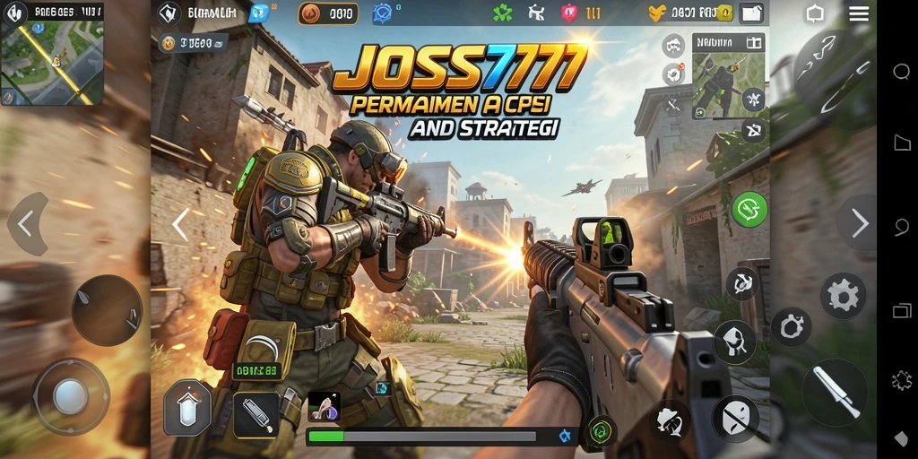 Screenshot utama JOSS777 menampilkan aksi pertempuran FPS yang intens.