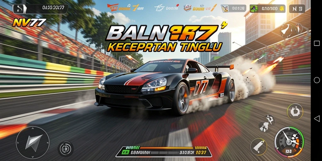 Tampilan gameplay NV77 yang menegangkan dan penuh aksi balap.