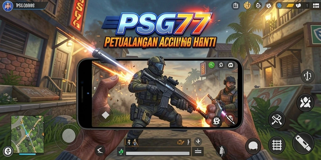 Gameplay seru PSG77 dengan aksi tembak-menembak di arena.