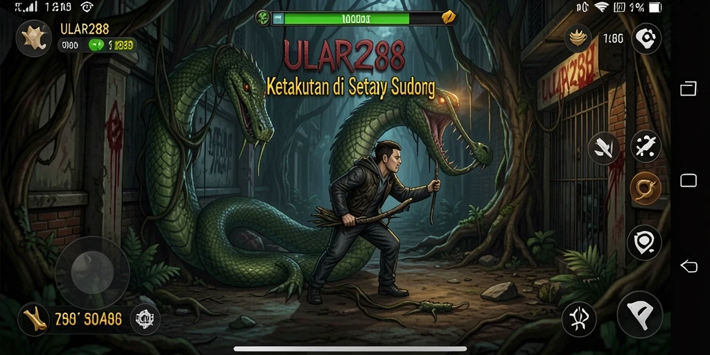 Tampilan gameplay yang mendebarkan dalam ULAR288, dengan suasana horor yang sangat kuat.